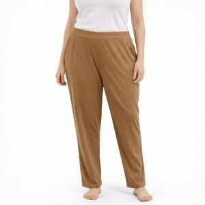 Catherines Suprema Collection Brown Knit Pants Womens 1XWP Petite Cotton Spandex